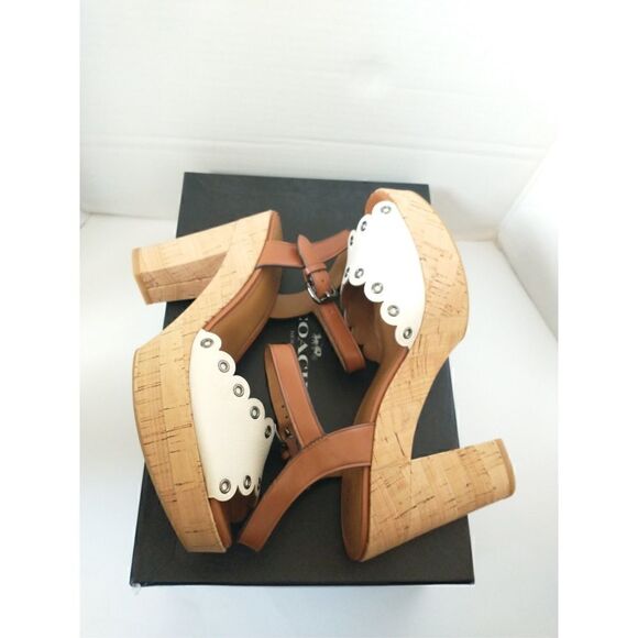 New! COACH Women's Platform Leather Sandals Shoes Chunky Heel Open-Toe Size 9 - Picture 8 of 11